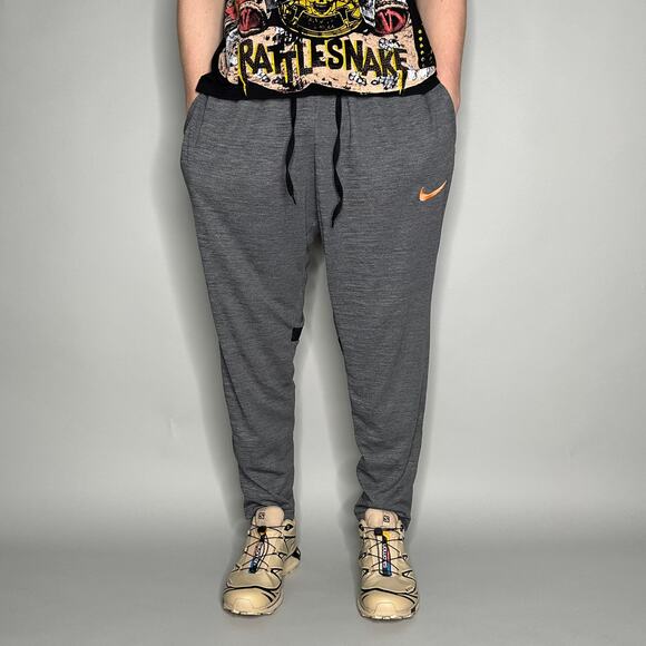 Vintage Y2K Nike Sweatpants Mens 2XL Grey Salmon Swoosh Polyester Joggers - Picture 2 of 4